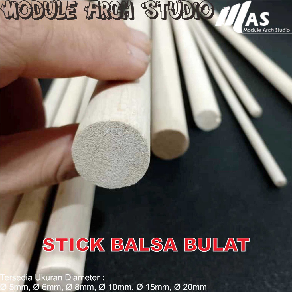 Stick Balsa Dowel Panjang 50cm Diameter 5mm - 10mm / Stick Balsa Bulat