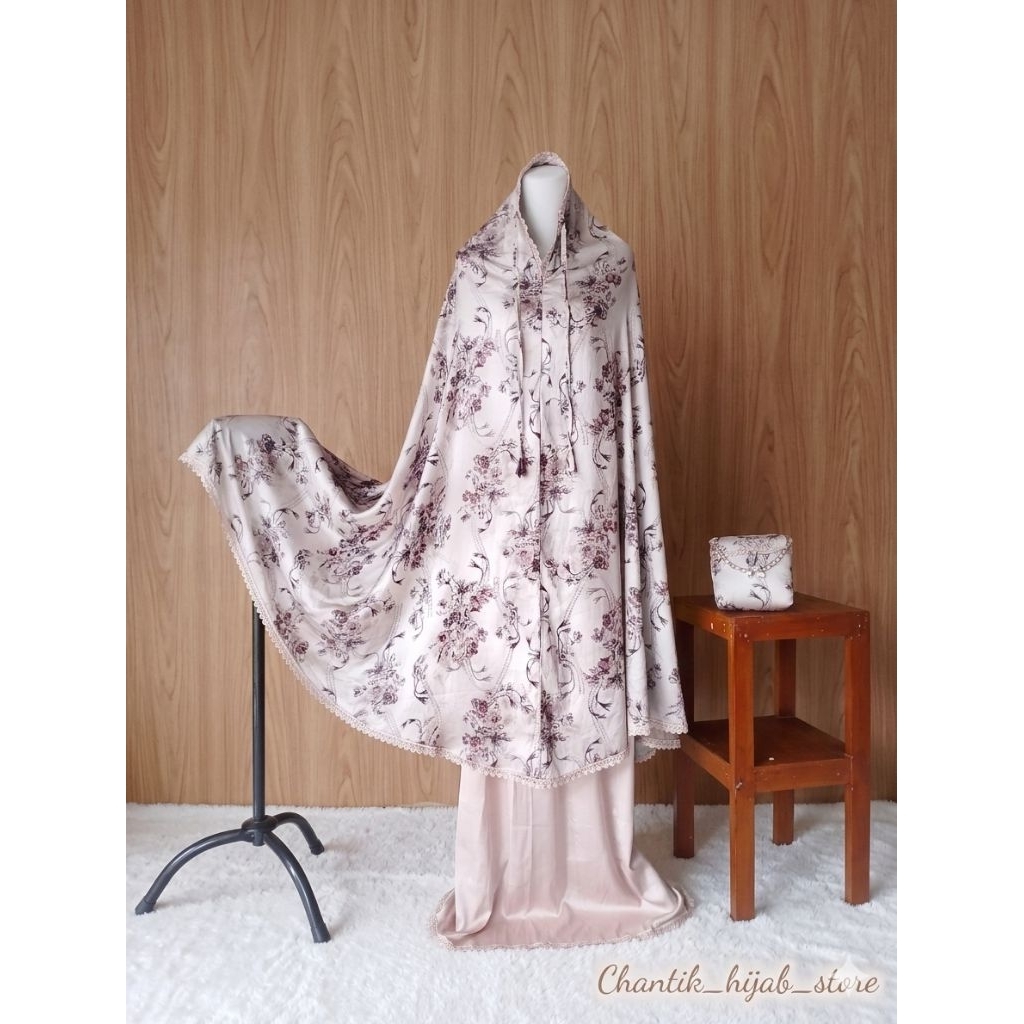 mukena silk Armani motif/mukena silk armany