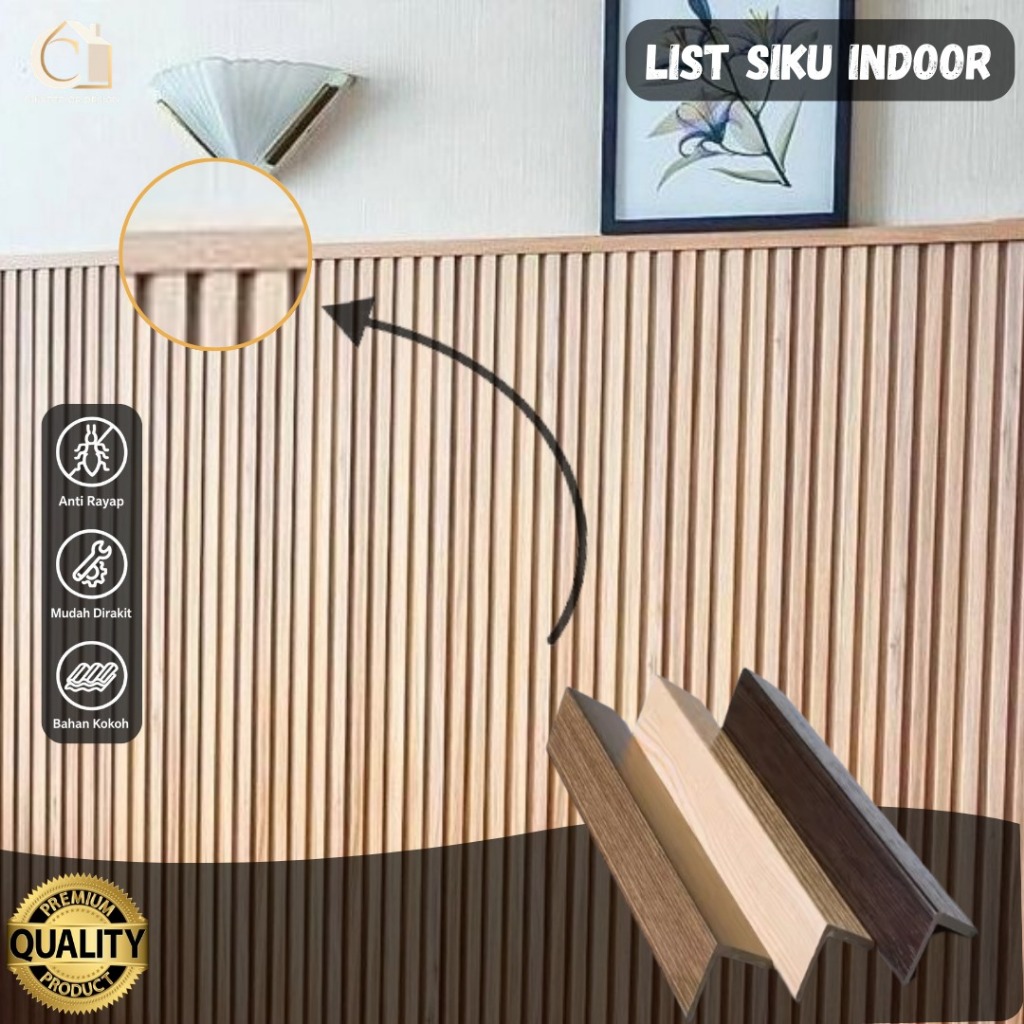 List Siku WPC Panel Dinding Penutup Bagian Atas Bawah Sekat Dinding Kokoh