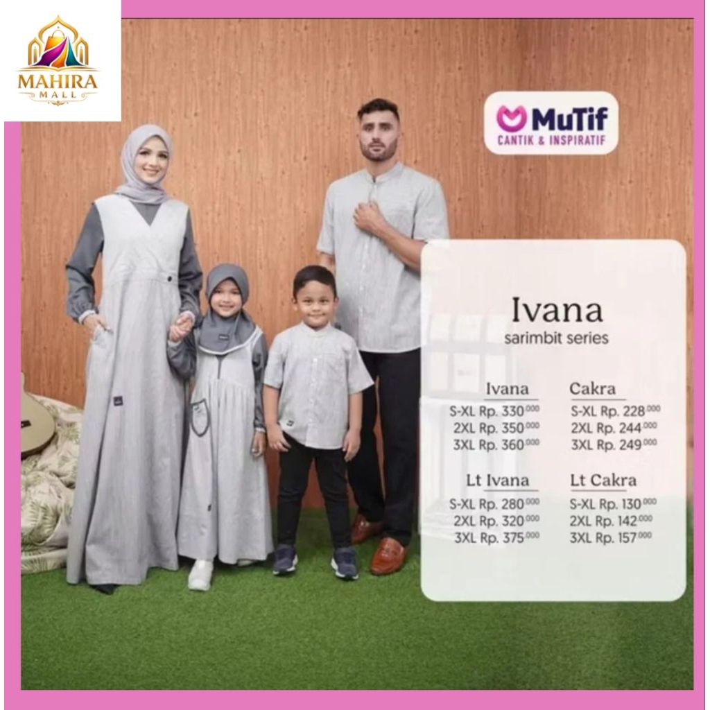 Sarimbit mutif ivana raven bisa satuan/gamis mutif/gamis ivana