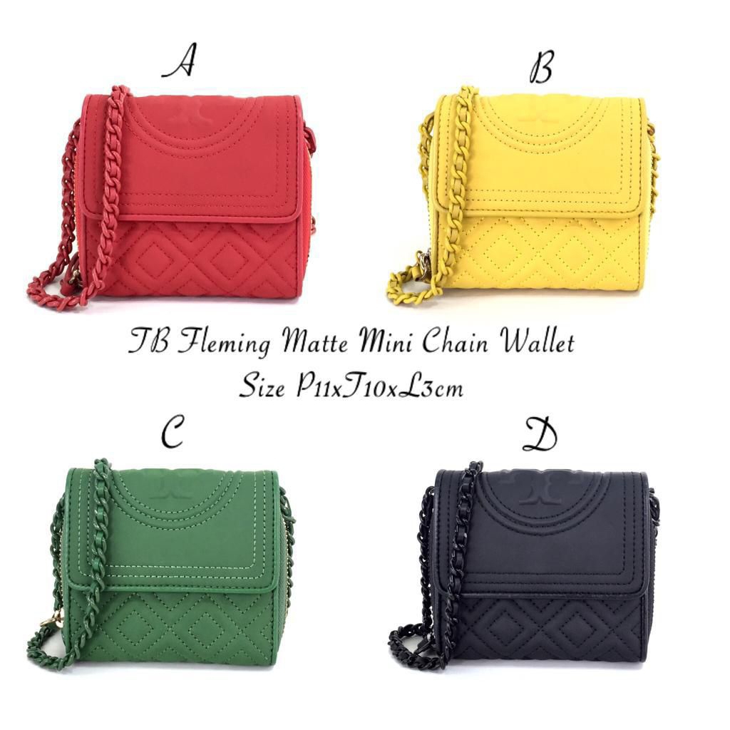 Tory Fleming Mini Matte Chain Wallet