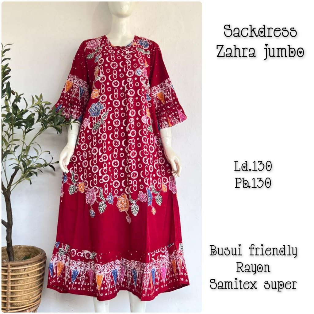 Sackdress Zahra Jumbo Bunga Batik Cap