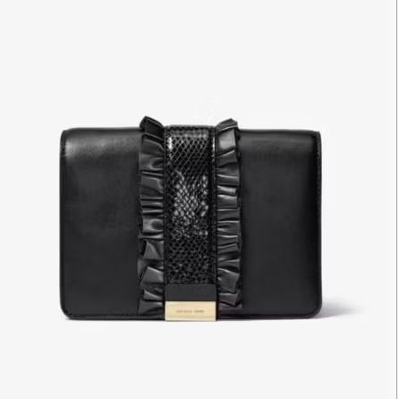 Prelove MK Jade Ruffled Leather Crossbody Clutch