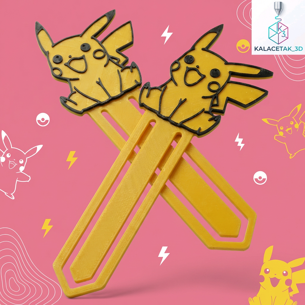 Pembatas Buku Pokemon Pikachu 3D Print - Bookmark Lucu Estetik untuk Buku