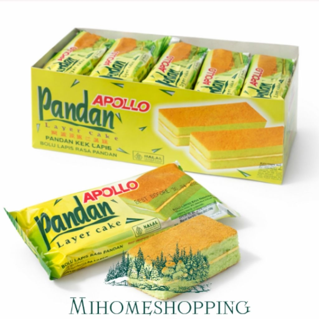 Apollo Pandan Layer Cake – Bolu Lapis Pandan Lembut Snack Cake Apollo Halal