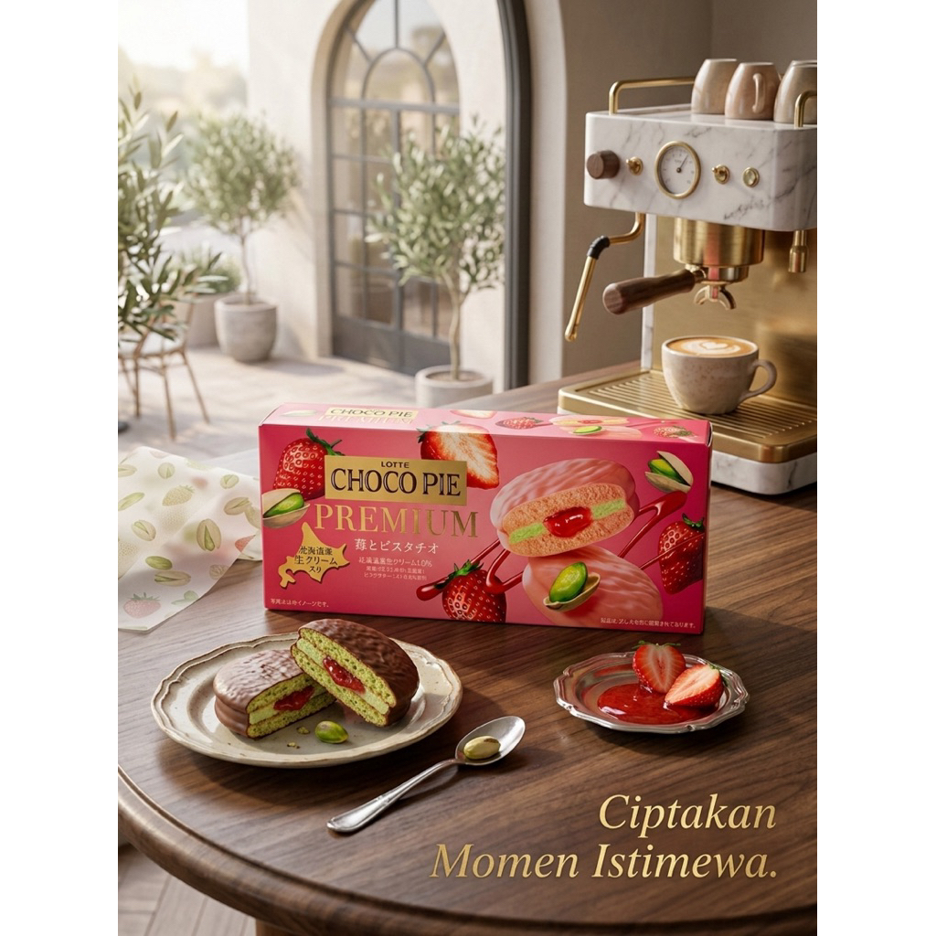Lotte Choco Pie Premium Strawberry Pistachio