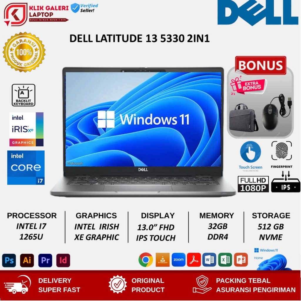 Laptop 2in1 Dell Latitude 13 5330 Intel i7 1265U 32GB 1TB SSD 13.3 Inch FHD IPS Touchscren Windows11