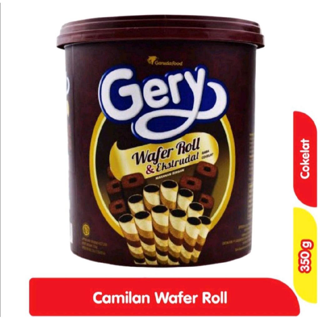 GERY wafer roll ekstrudat cokelat kaleng 350g Original