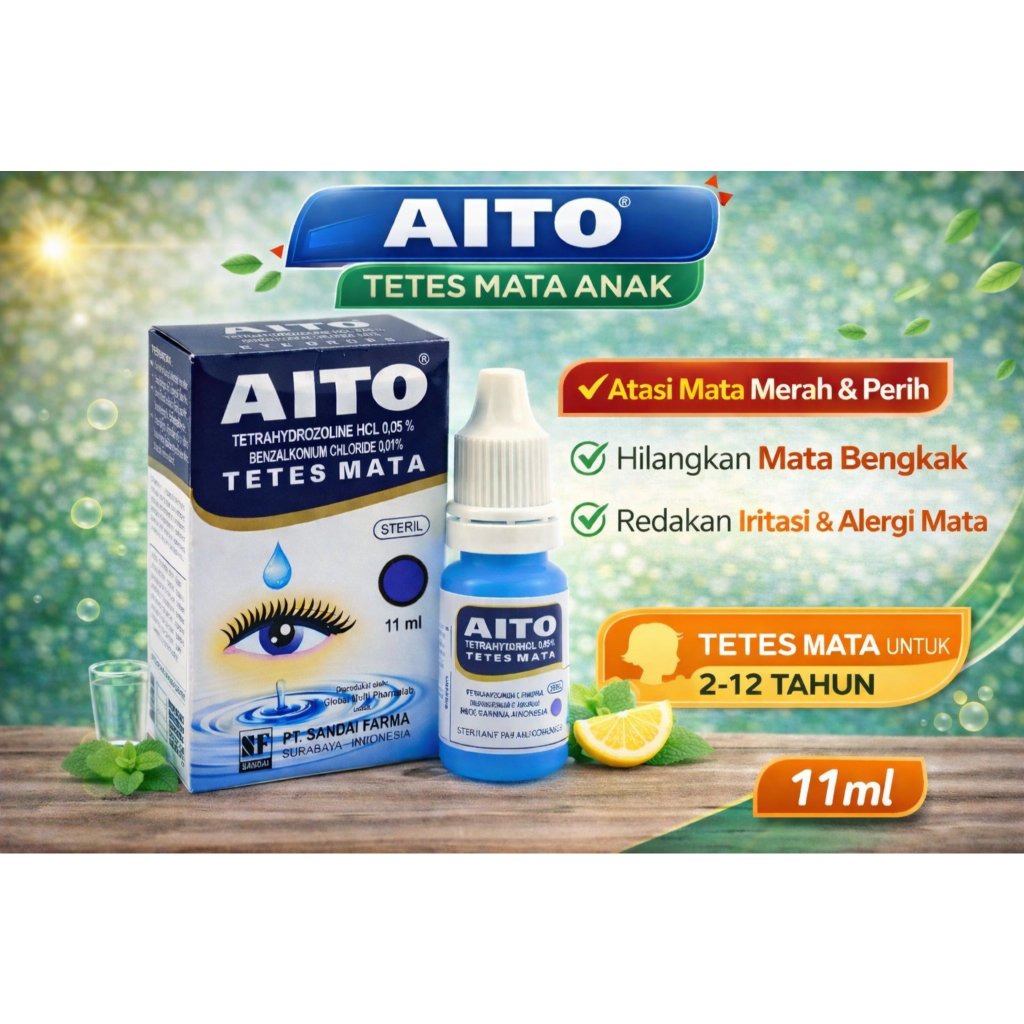AITO TETES MATA ANAK 11ML | OBAT MATA MERAH PERIH IRITASI | TETES MATA STERIL