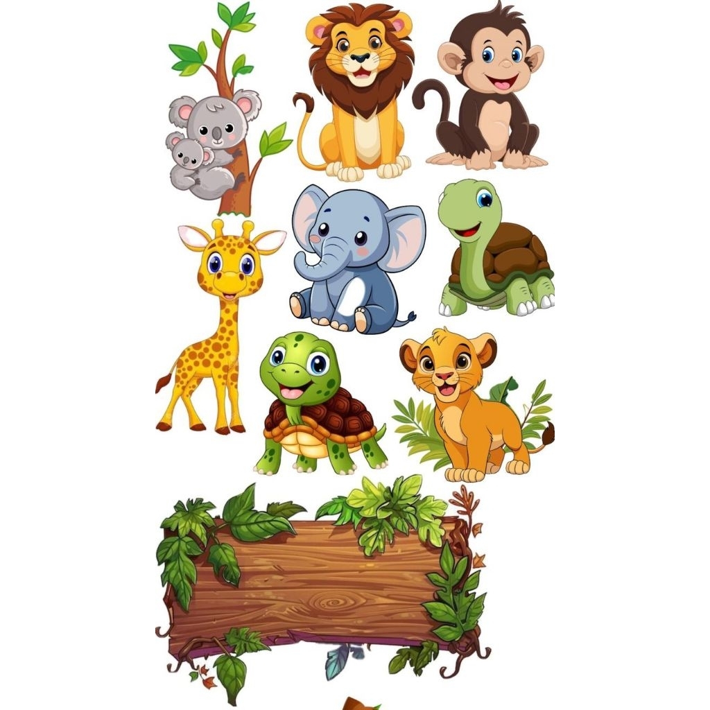 Topper Cake Ultah Tema ANIMAL l FREE CUSTOM NAMA l TOPPER CAKE ULTAH TEMA ANIMAL