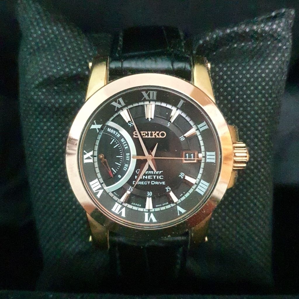 Seiko Premier Kinetic SRG016P1 - Black Brown Leather