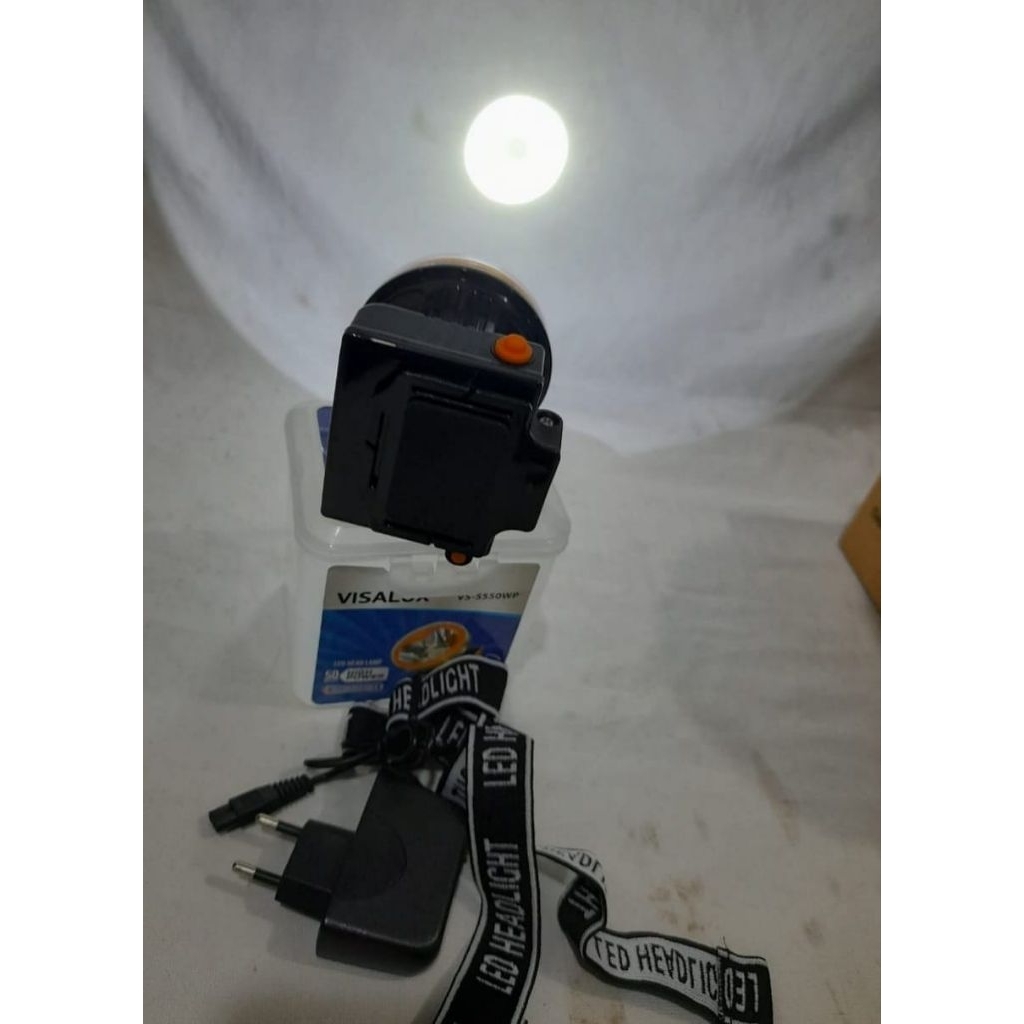 Senter kepala VS 5550wp warna putih50 wattMerk visalux Harga rp 130.000