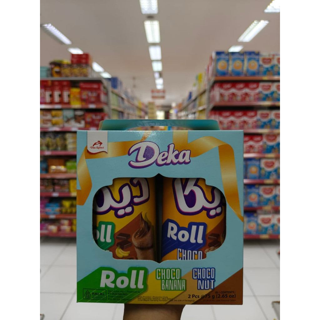 Deka Waferoll Tin Gift Box 150gr isi 2 kaleng chconut & choco banana  || Produk Dua Kelinci Hampers 