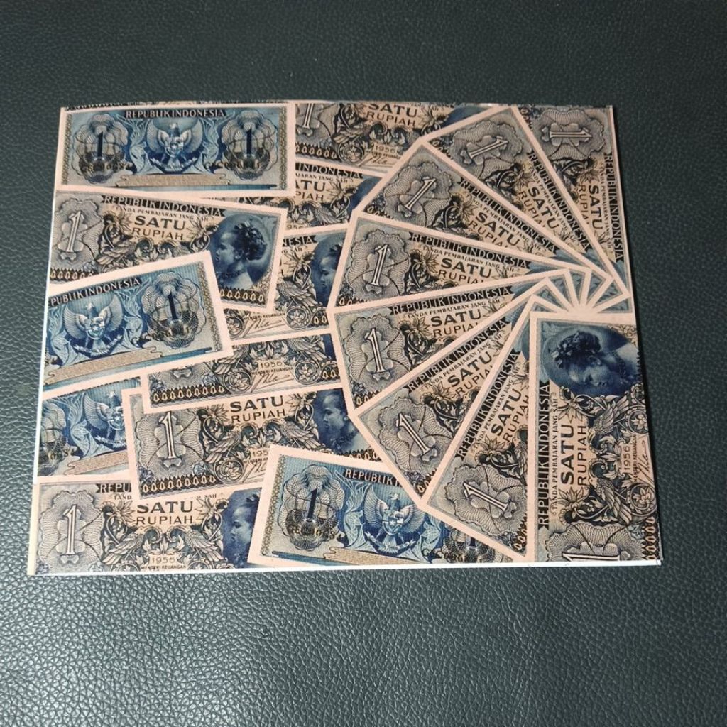 Indonesia bank note 1 rupiah suku bangsa 1954 + Folder