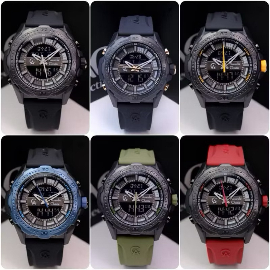 JAM TANGAN PRIA ALEXANDRE CHRISTIE AC 9370 AC9370 9370 MH / AC 9370 / 9370MH ORIGINAL DUAL TIME RUBB