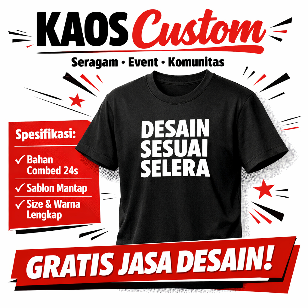 GNG Kaos Custom Sablon Lengan Pendek - Gratis Desain