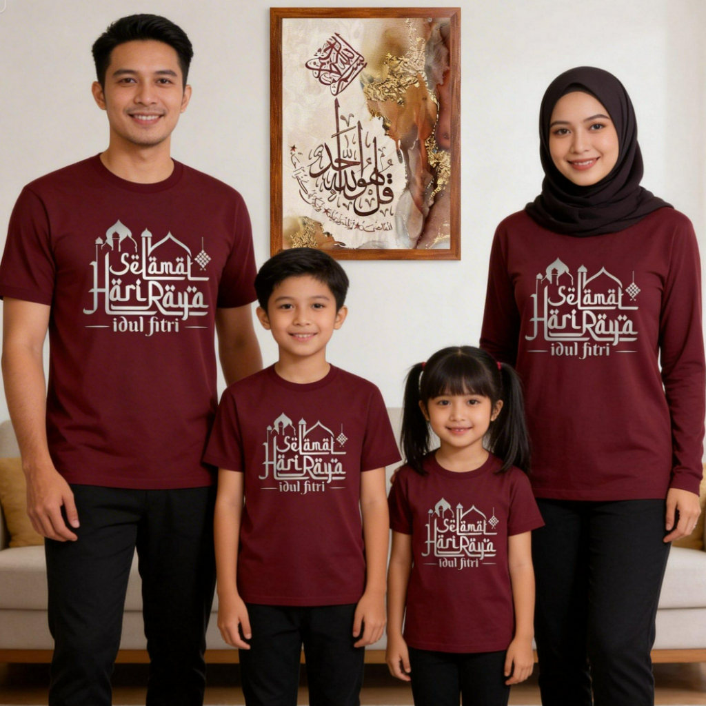 Kaos lebaran 2026 idul fitri 1447 / baju couple keluarga terbaru lengan panjang dan pendek