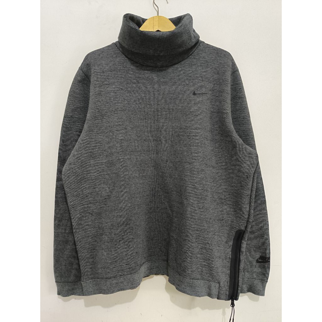Nike Men's Tech Fleece Funnel Sportswear Turtleneck Grey Black Size XL 679908-037
