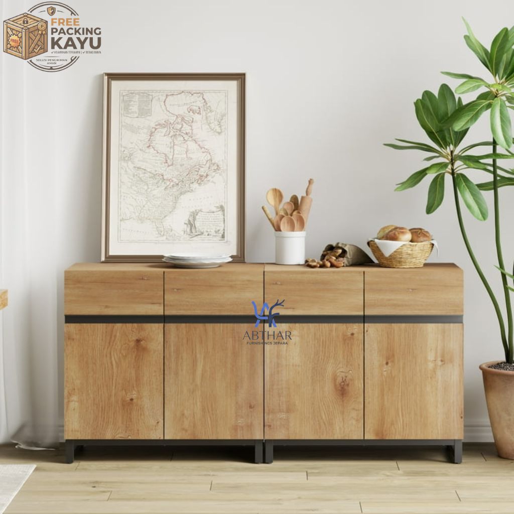 Lemari dapur Kaki besi Lemari pantry Lemari penyimpanan serbaguna minimalis