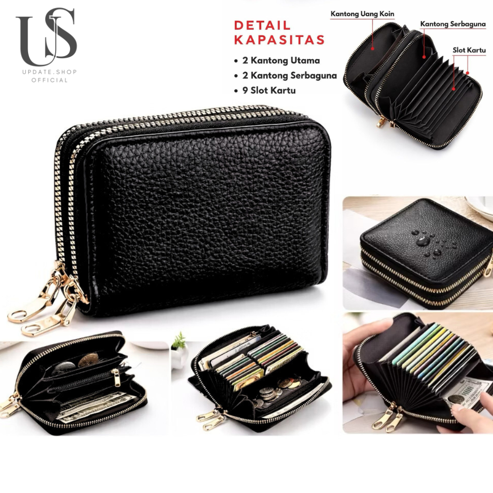 New Dompet Wanita - Dompet Lipat Bahan Kulit Premium Resleting Kuat Dompet Mini Muat Banyak Kartu,Ko