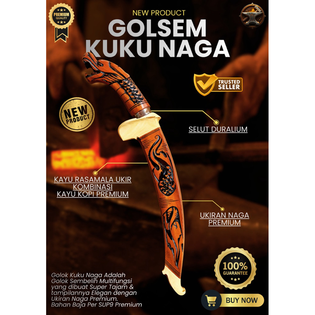 [BILAH PREMIUM] GOLOK SEMBELIH KUKU NAGA GOLOK BAJA SUPER TAJAM Baja Per SUP9 Premium Asli Original