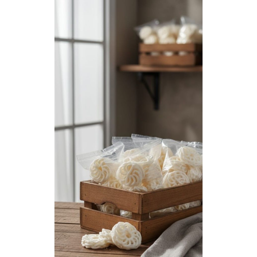 [Reguler] ​Kerupuk Ikan Melati Putih Asli Palembang - Krupuk Ikan Tenggiri Bunga Melati Super Gurih 