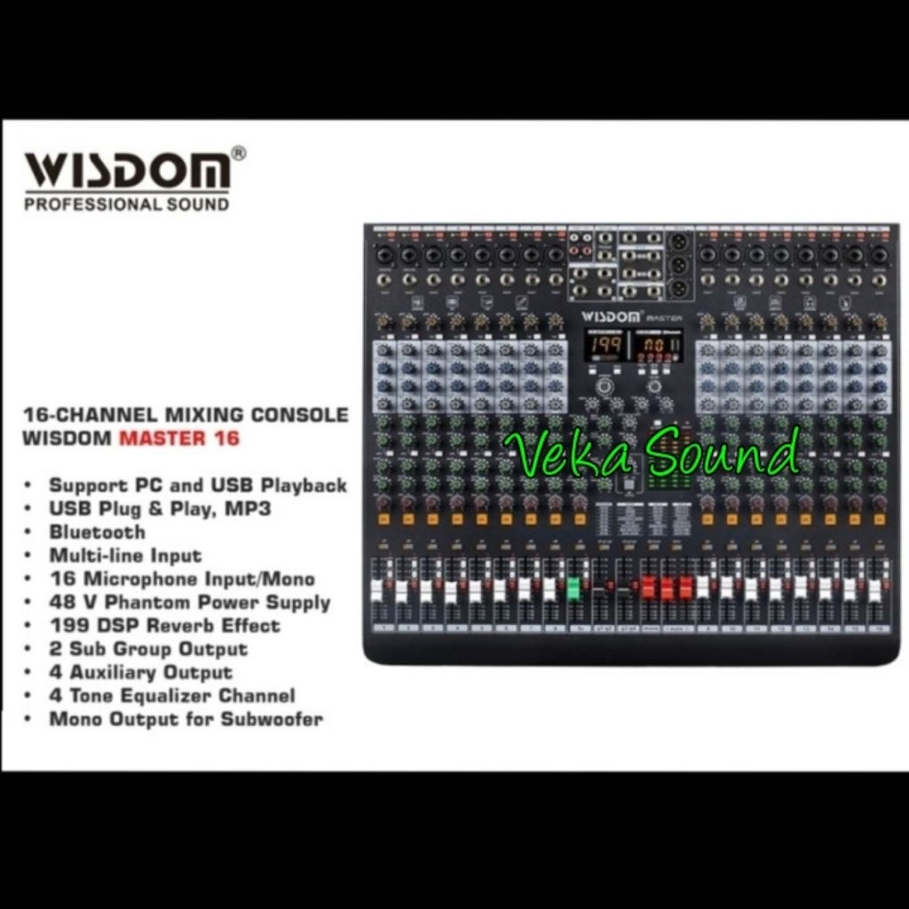 Mixer Wisdom Master 16/ Master16 Original Wisdom Master 16 Channel With Bluetooth Dan Efek