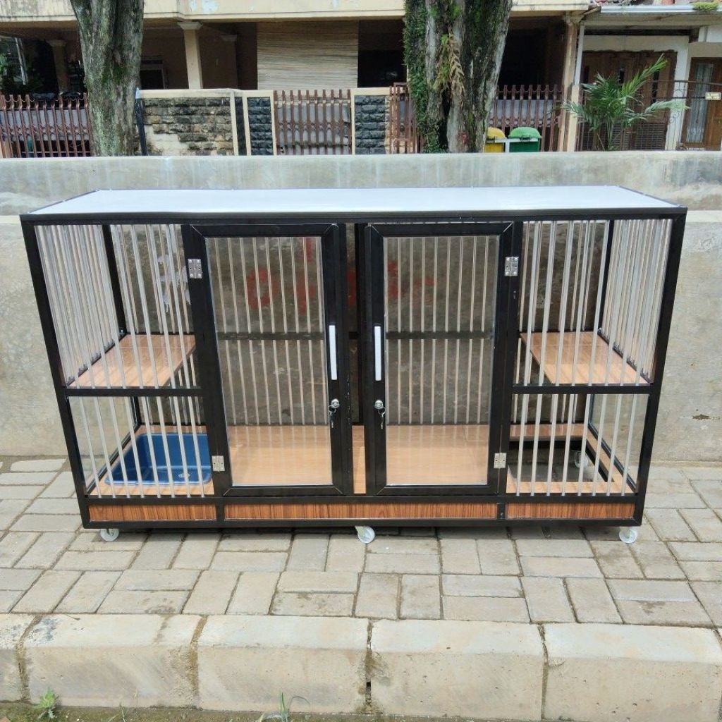 kandang kucing alumunium 2kamar