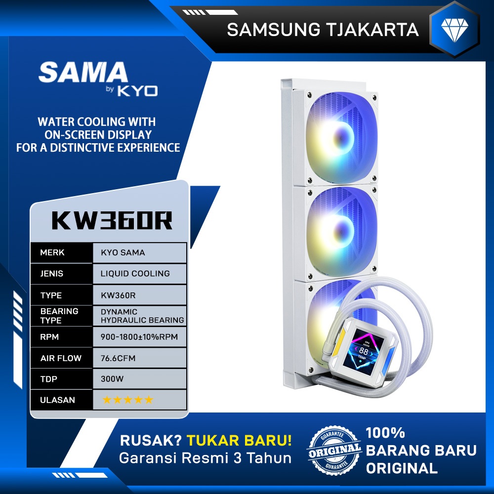 LIQUID COOLING KYO SAMA KW360DR WHITE ARGB AIO 2.4'inch LCD Display Screen Liquid Cooling