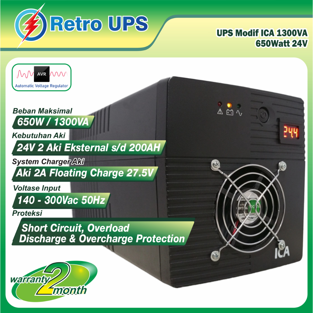 UPS Modif ICA 1300VA 650Watt Modifikasi Aki External
