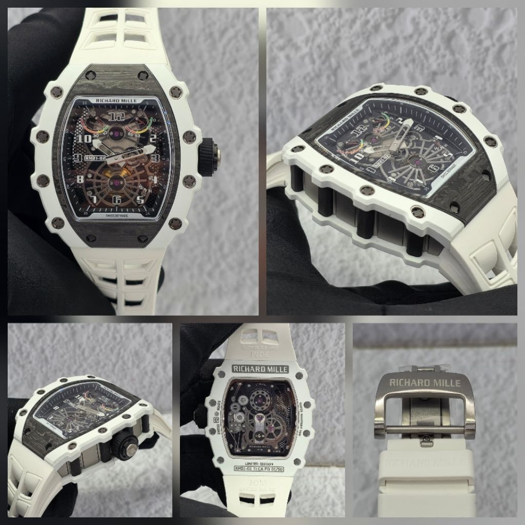 JAM TANGAN COWOK RM 21.02 BODY CARBON TOURBILON AUTOMATIC CLONE 1.1