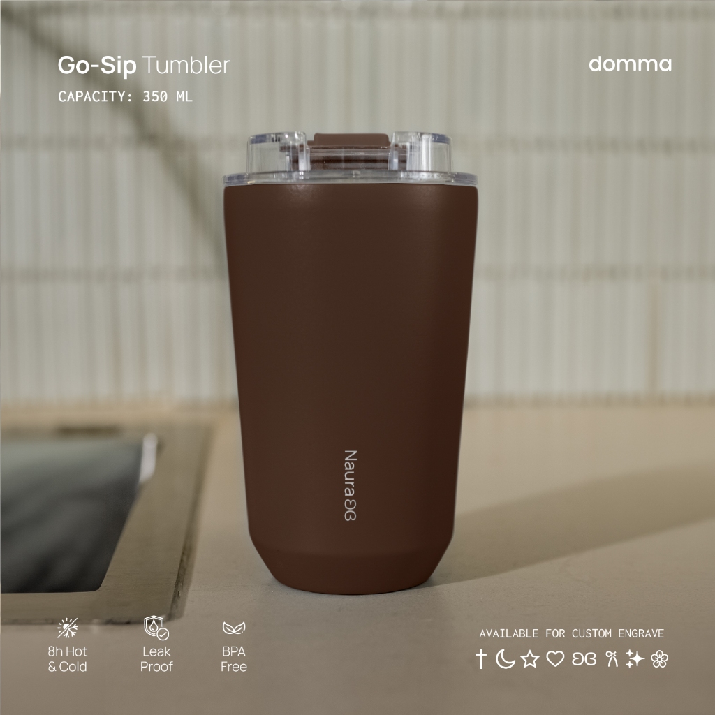 [Domma] Custom Engrave - 350 ml Go-Sip Tumbler Hadiah Double Wall Stainless Steel Insulated Water Bo