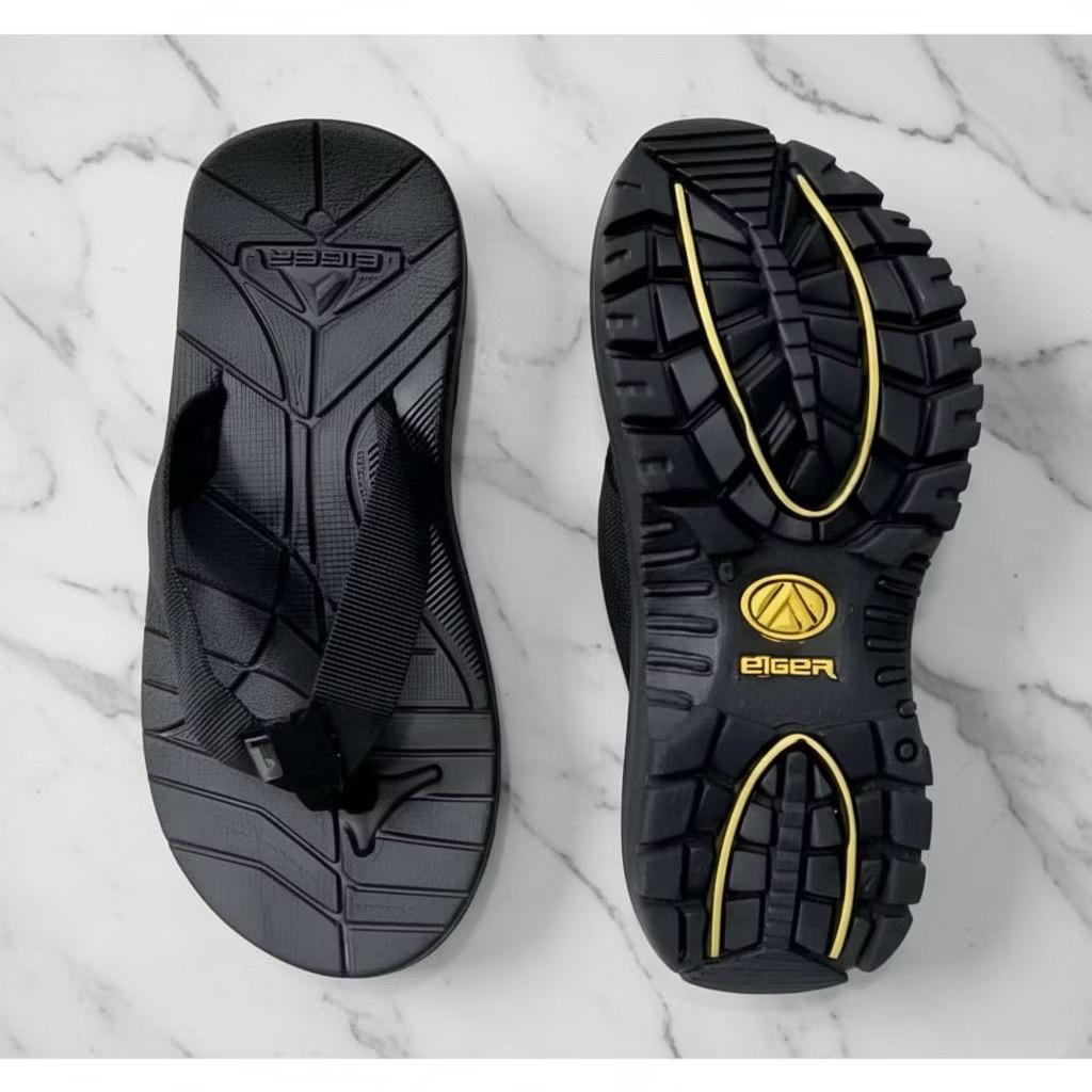 Sendal eiger pria | sendal jepit gunung adventure hitam abu