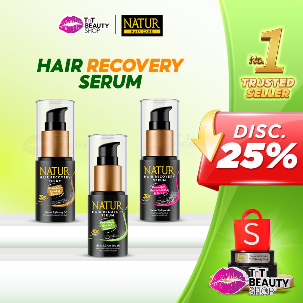 Natur Hair Recovery Serum Almond & Olive Oil 60ml - Almond & Ginseng Oil  - Almond & Aloe Vera 60ml 