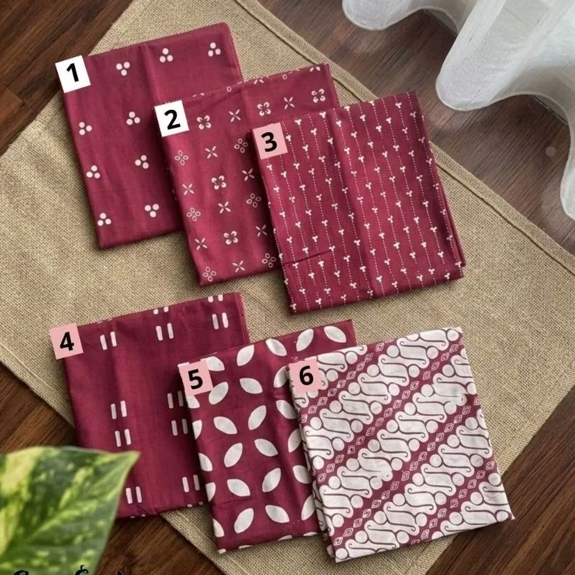 Kain Batik Cap Warna Maroon 2 meter Bahan Katun Premium