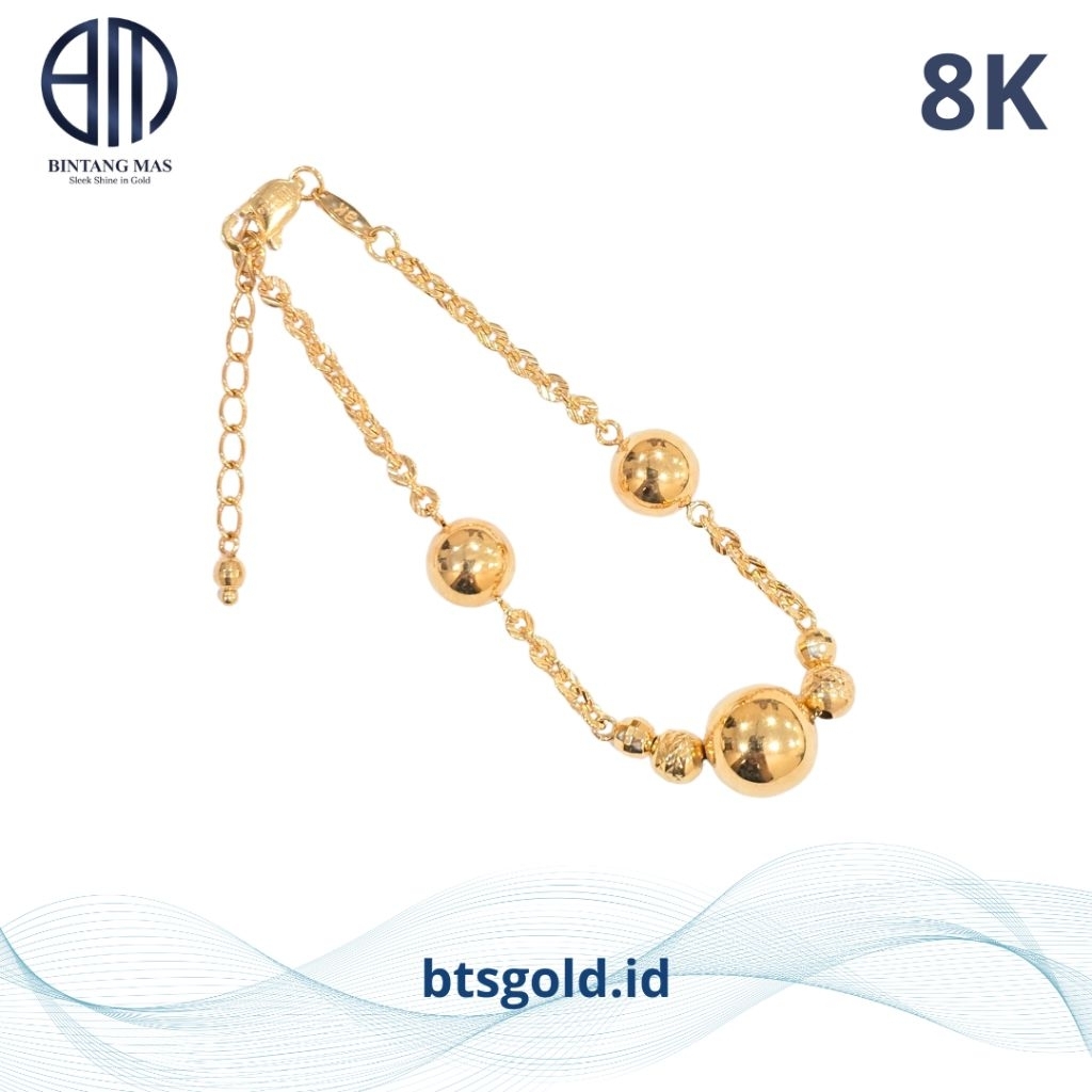 Gelang Emas Rante Bulat Kaca | 8K