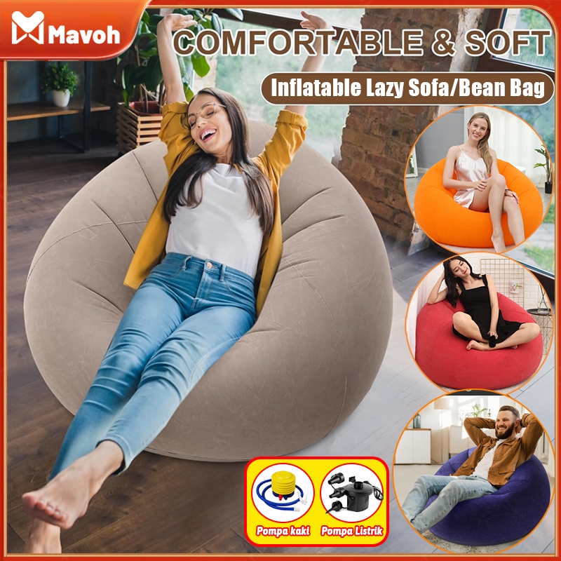 Sofa Santai Angin Inflatable Sofa Bean Bag Indoor Outdoor Portable Single Sofa Bahan PVC Lapis Bludr