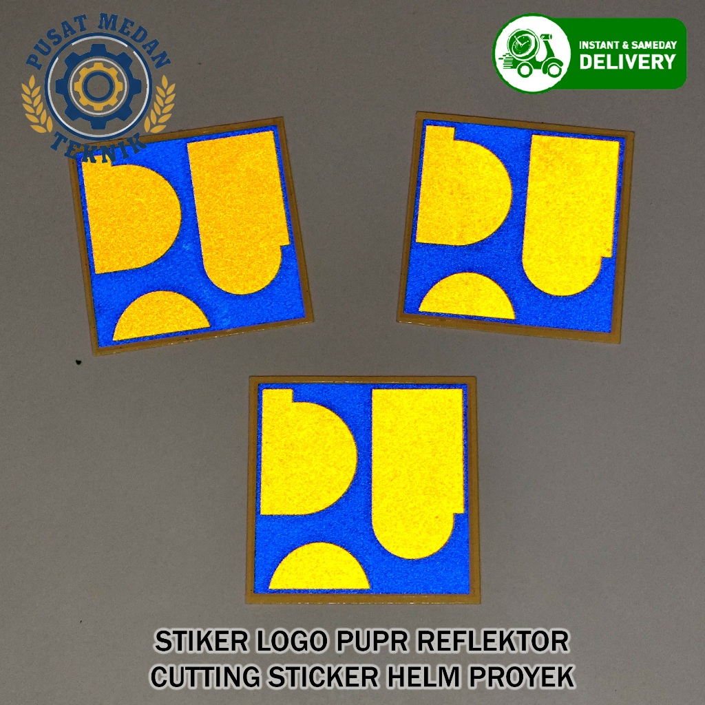 Stiker Logo PUPR Reflektor Scothlite 5.5x5.5cm Cutting Sticker Stiker Helm Stiker Proyek Stiker PUPR
