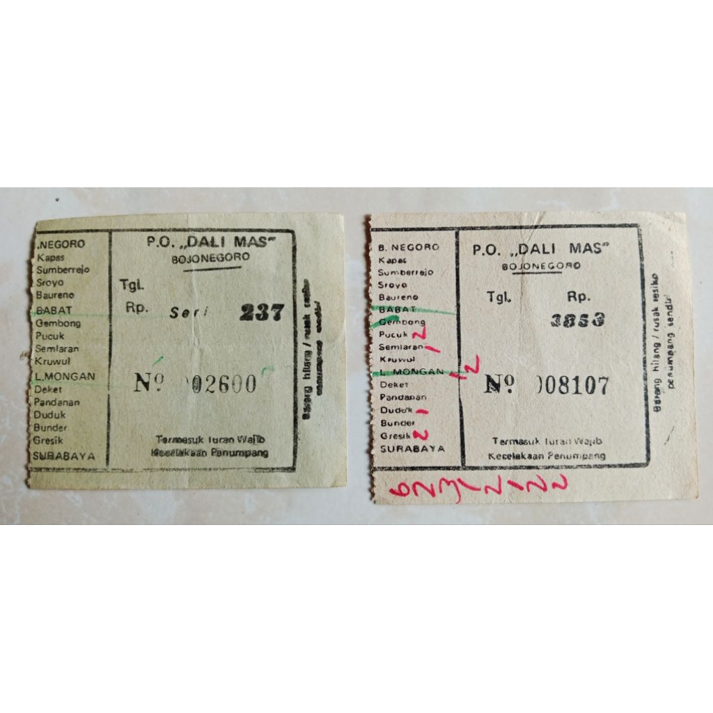 Tiket Bis / Bus Jadul Lawas Murah