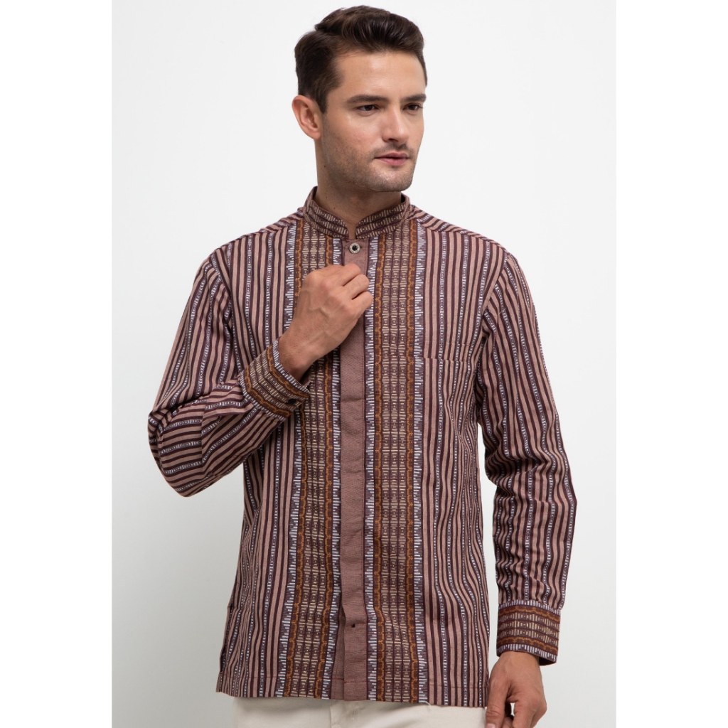 Arjuna Weda Koko Muslim Pria Motif Tenun Songket 1 - Merah Tua