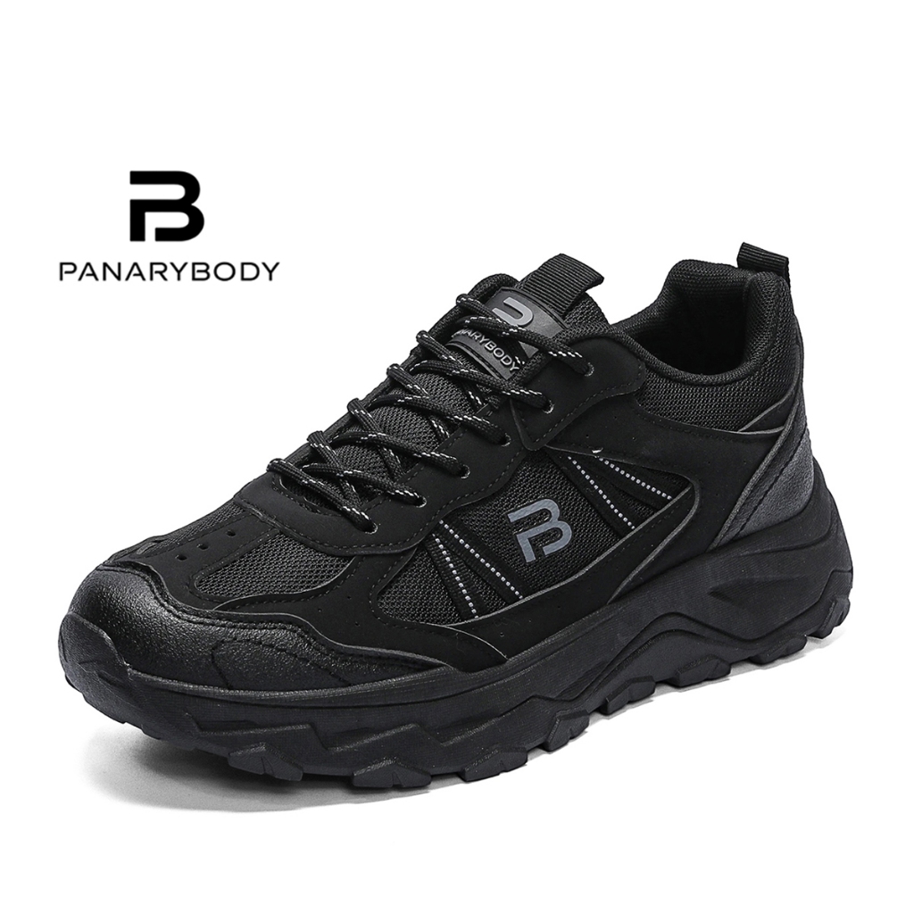 PAANRYBODY Sepatu Pria Hitam Polos Sekolah Kerja Simple Sneaker Cowok Olahraga Lari New Produk QNL22
