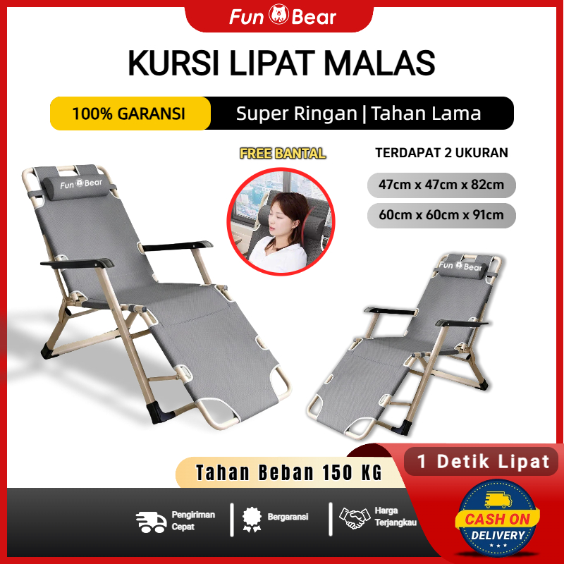 FUNBEAR Kursi Malas Kursi Lipat Kursi Santai Lipat Tempat Tidur Lipat Portable Kursi Lipat Outdoor A