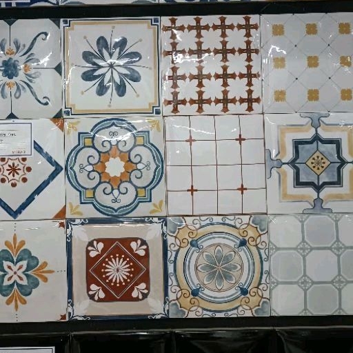 KERAMIK DINDING DAPUR 15X15 VINTAGE  BATIK WHITE