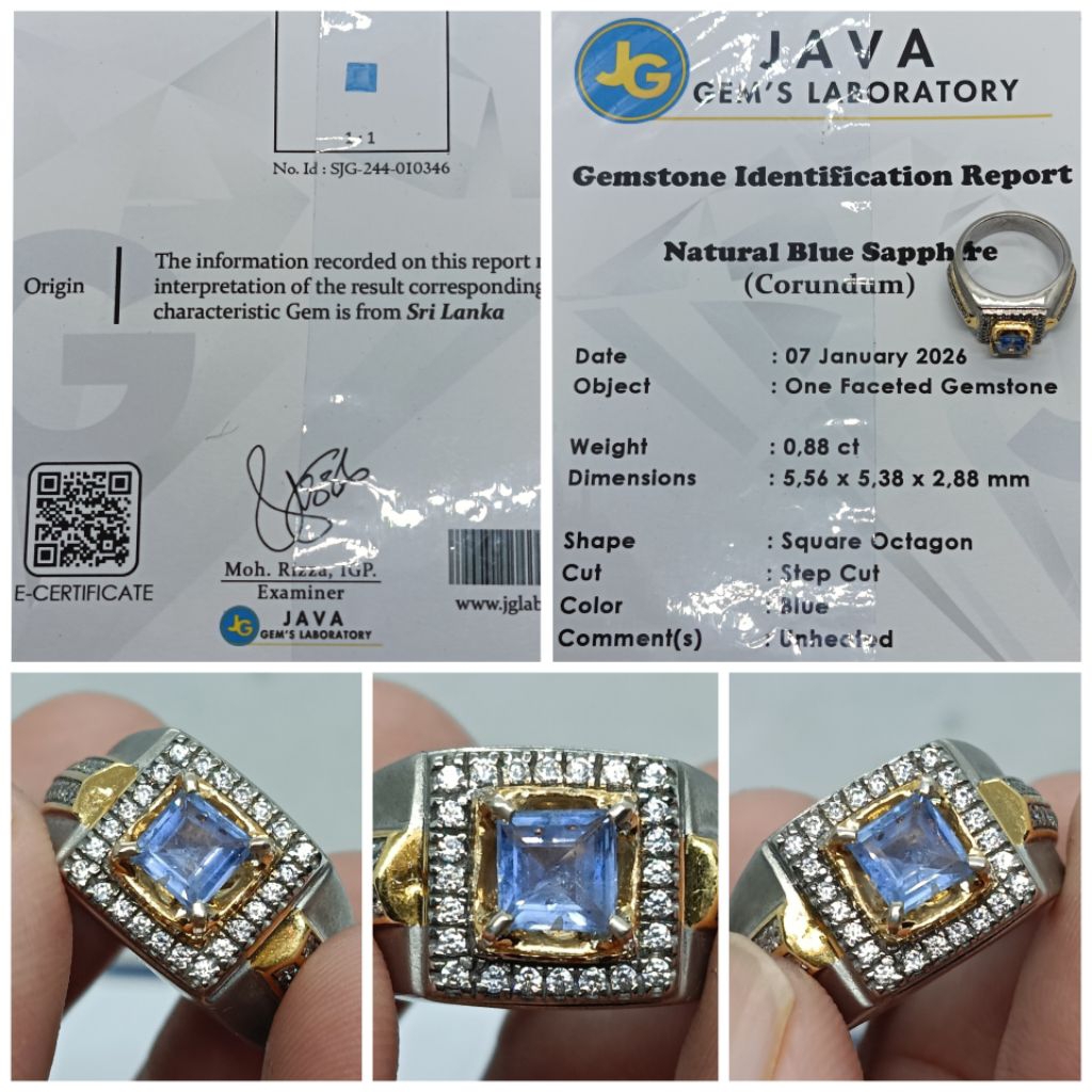 Natural Royal Blue sapphire Ceylon Top Luster 0,88ct memo JGL Safir Srilanka