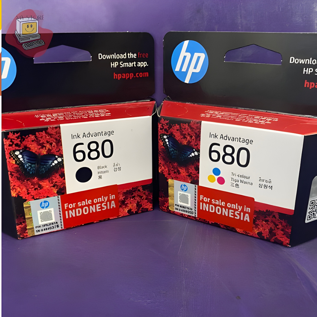HP Tinta Cartridge Printer 680 Black & Tri Colours Color Ink Original