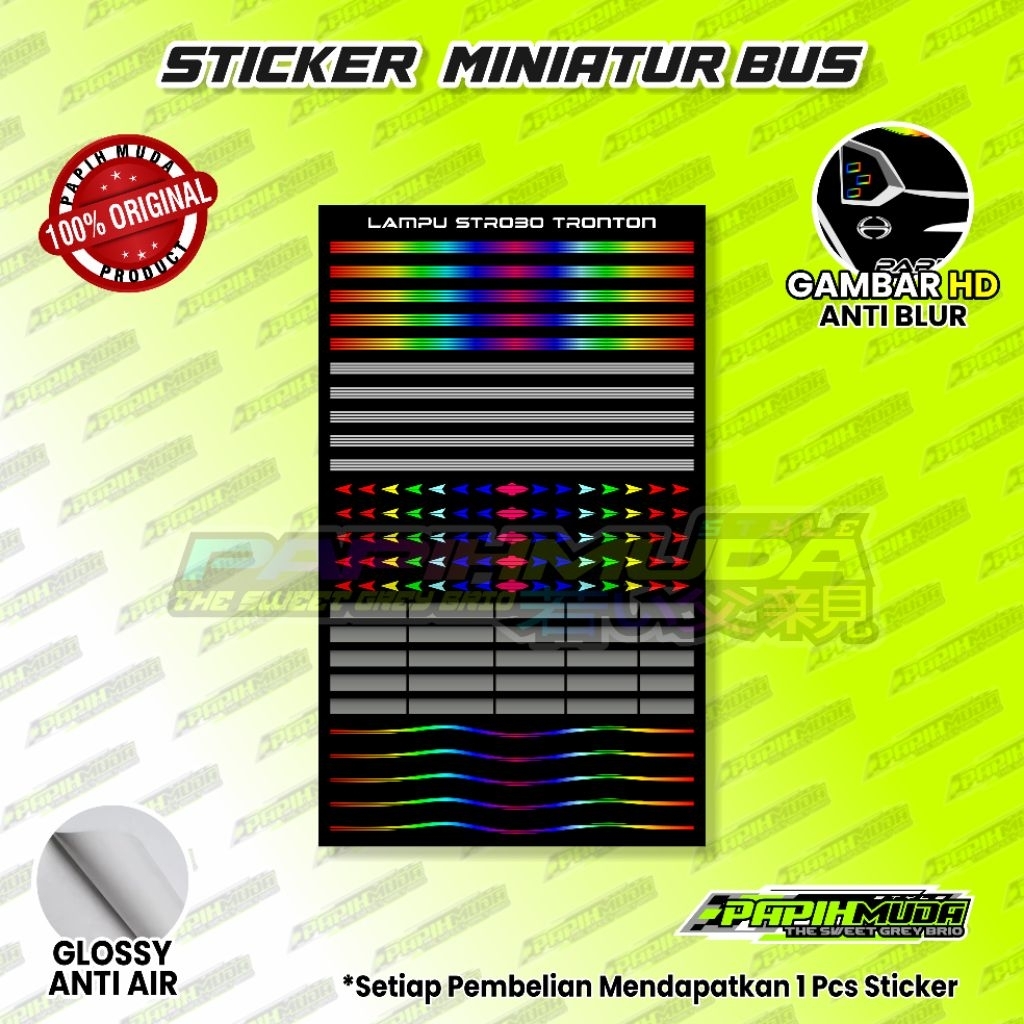 Sticker Lampu Strobo Tronton / Sticker Strobo Miniatur Bus