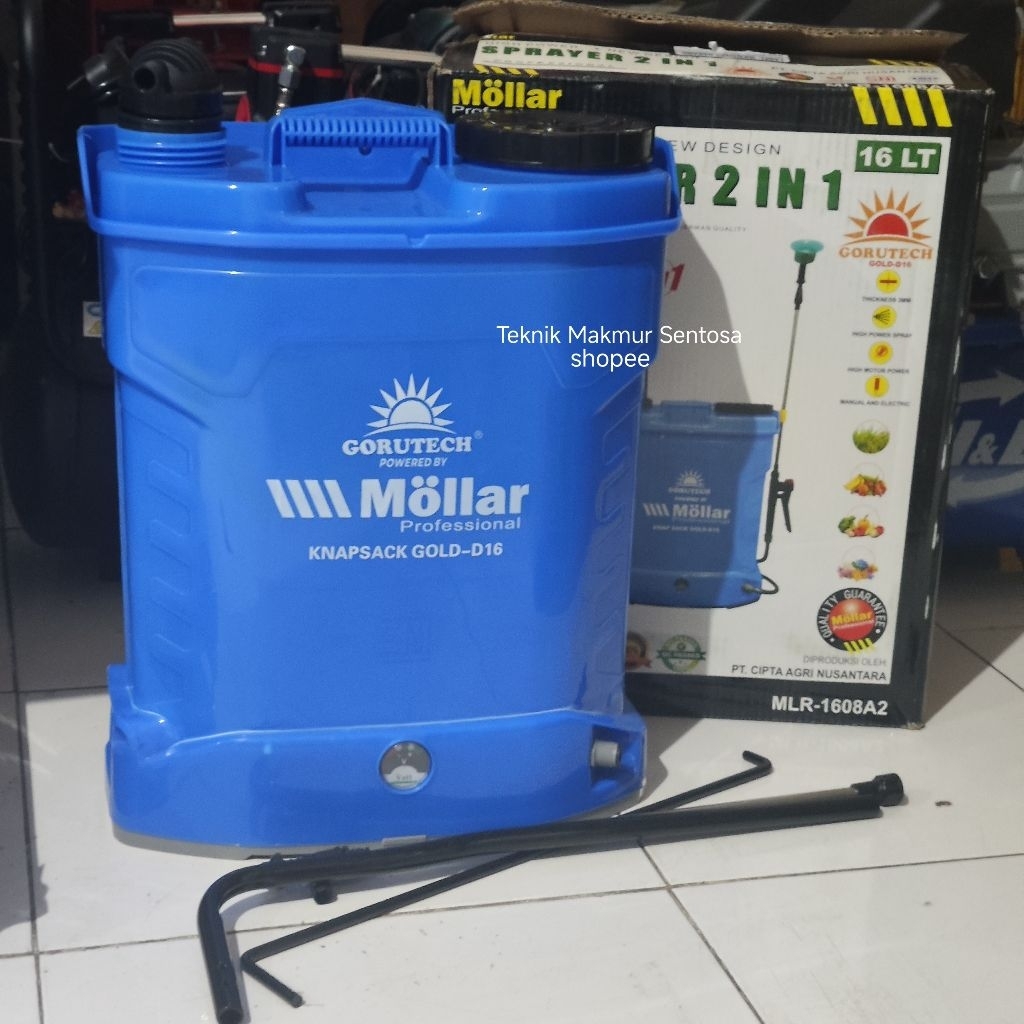 Mollar Sprayer 16 Liter 2 in 1 Gorutech Mesin Semprot Hama Tanaman Manual Elektrik Gendong