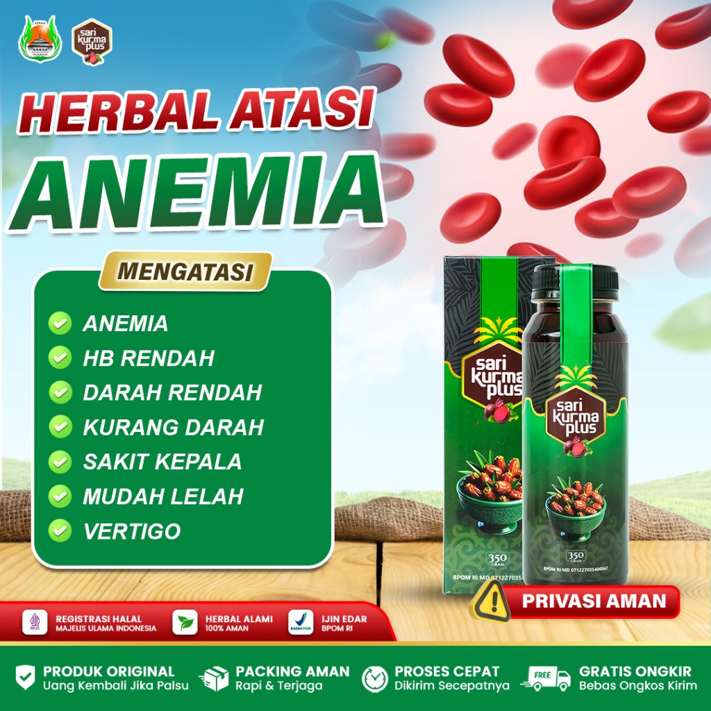 Obat HB Rendah, Penambah Hb Darah, Menaikan HB Rendah, Anemia, Kurang Darah - Sari Kurma Plus Asli