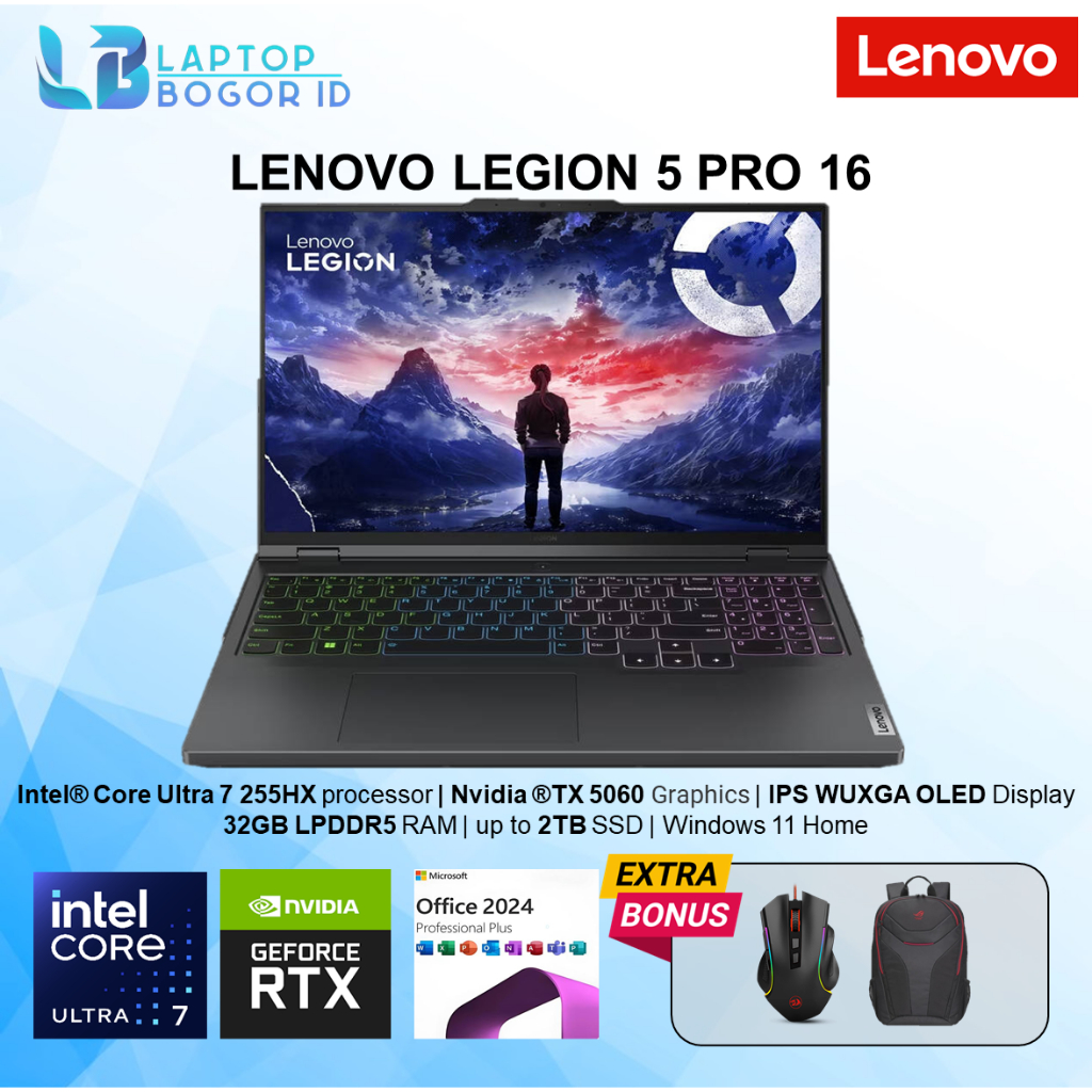 Lenovo Legion 5 Pro 16 Intel Ultra 7 255HX RAM 32GB 2TB SSD RTX5060 16 WQXGA OLED 165Hz RGB Win 11