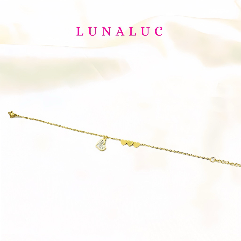 Lunaluc - Gelang Titanium Gold Triple Love | Triple Love Gold Jewelry